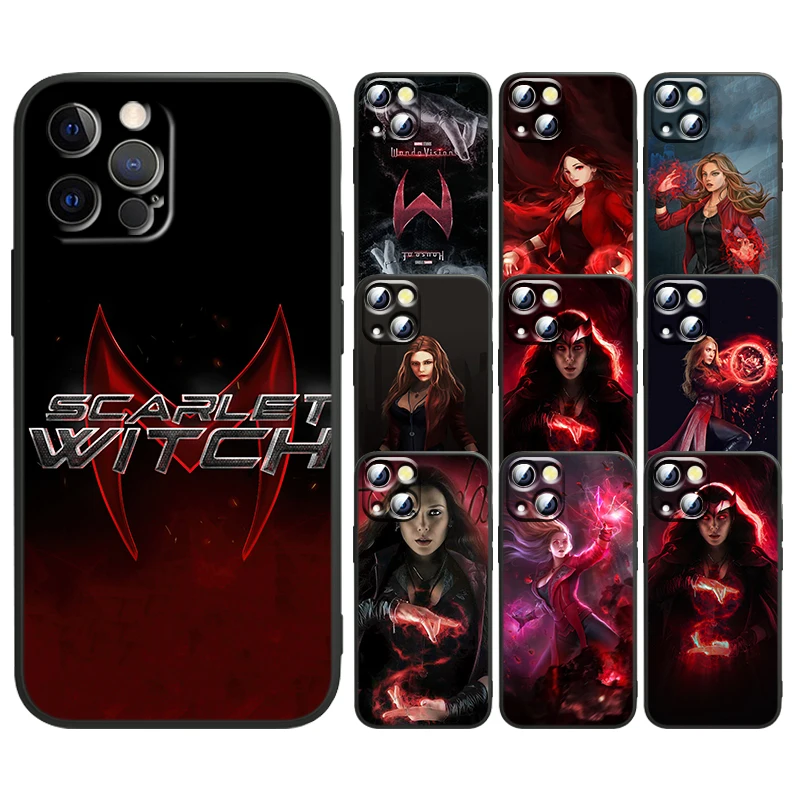 

Marvel Cute Scarlet Witch For Apple iPhone 13 12 Mini 11 XS Pro Max X XR 8 7 6 Plus SE 2020 5 Black Soft TPU Capa Phone Case