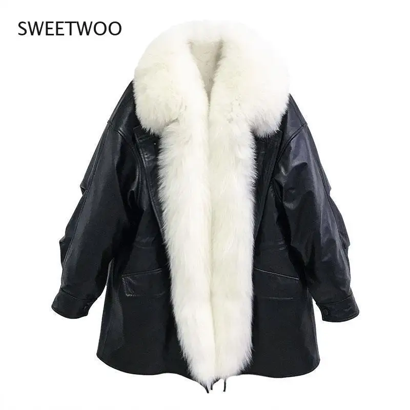 Women Winter Faux Fur Warm Coats Vintage Faux Leather Female Thick Jackets Casual Street Lady Fur Collar Loose Outwears Slim2022
