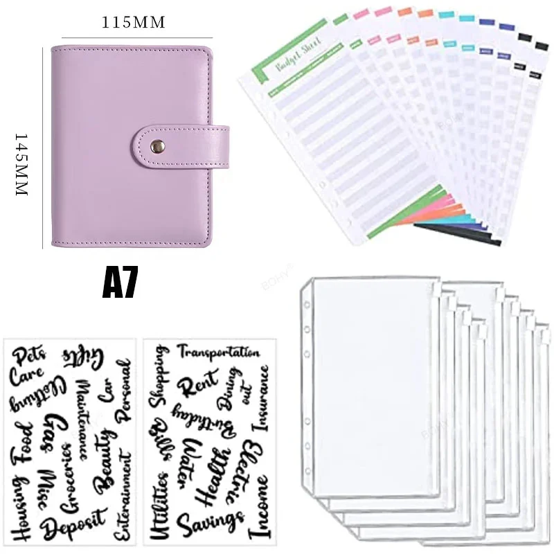 

2pcs Notebook Leather New Alphabet Stickers Pockets Binder 12pcs Zipper Sheet French 2023 Planner 6 Organizer Budget