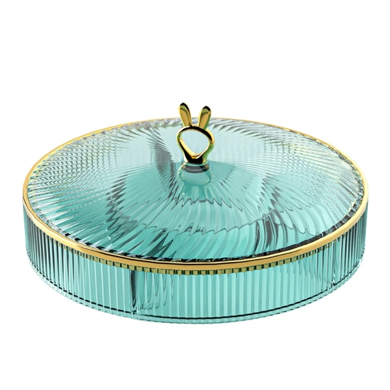 

594C 1Pack Candy Nut Serving Container Appetizer Tray w/Lid,Round Plastic Plate