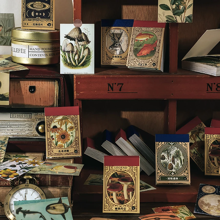 

6 Styles 50Pcs/Lot Vintage Plant Washi Sticker Book Creative Aesthetic DIY Hand Account Material Decorative Stationery Stickers