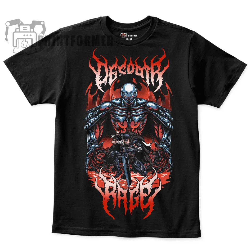 Футболка Berserk Manga Strip Guts Berserker Armour Horror черная рубашка в стиле аниме 100% хлопок