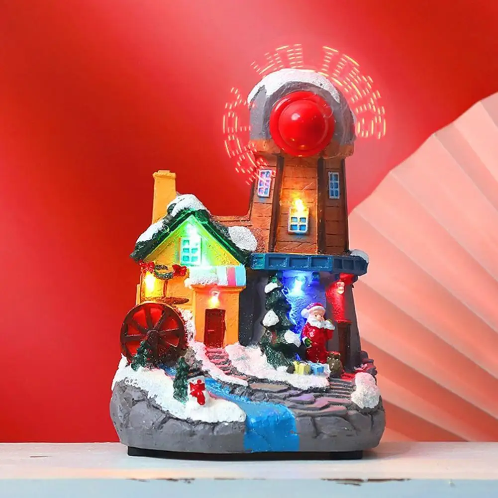 

Good LED Ornament Multi-purpose Resin Miniature House Figurine Windmill Desktop Decor Desktop Ornament Windmill Ornament