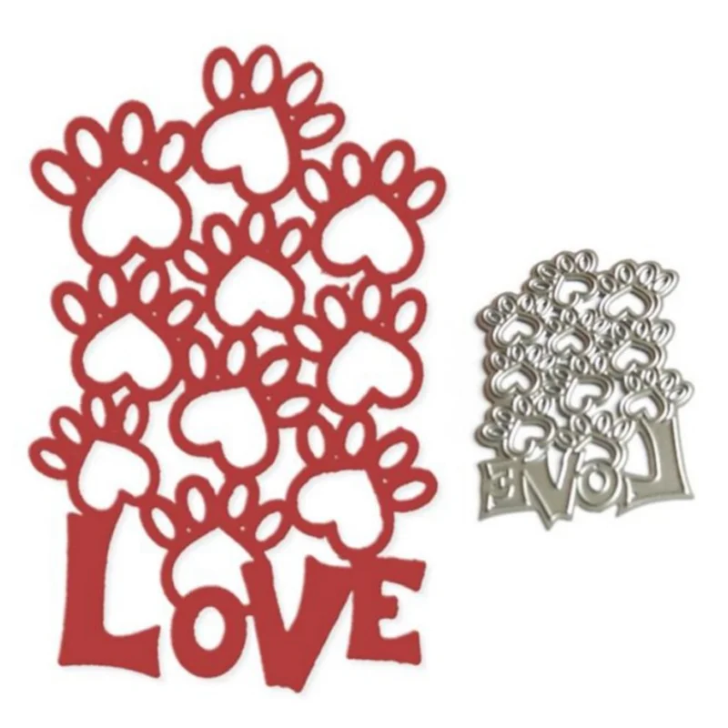 

Love Heart Footprint Etching Metal Cutting Dies DIY Scrapbook Die Cutout Wedding Party Craft Card Embossing Decoration Stencils