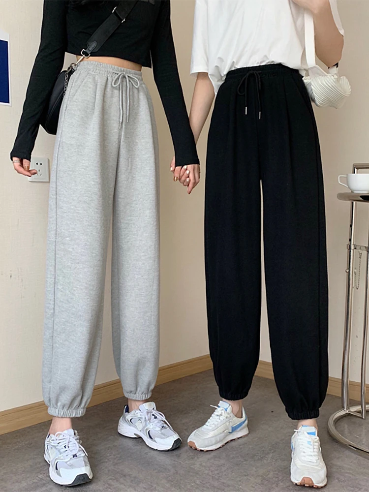 

Брюки женские, новинка осень-зима 2022, тонкие серые спортивные брюки, Свободные повседневные Прямые леггинсы с редисом, модные K