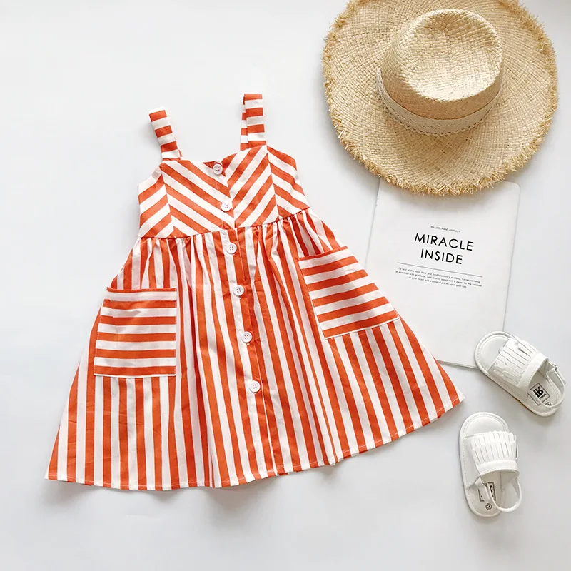 

Girls Summer Suspender Dress Striped Dress Kids Dresses for Girls Korean Baby Clothes 2 Year Old Baby Girl Clothes