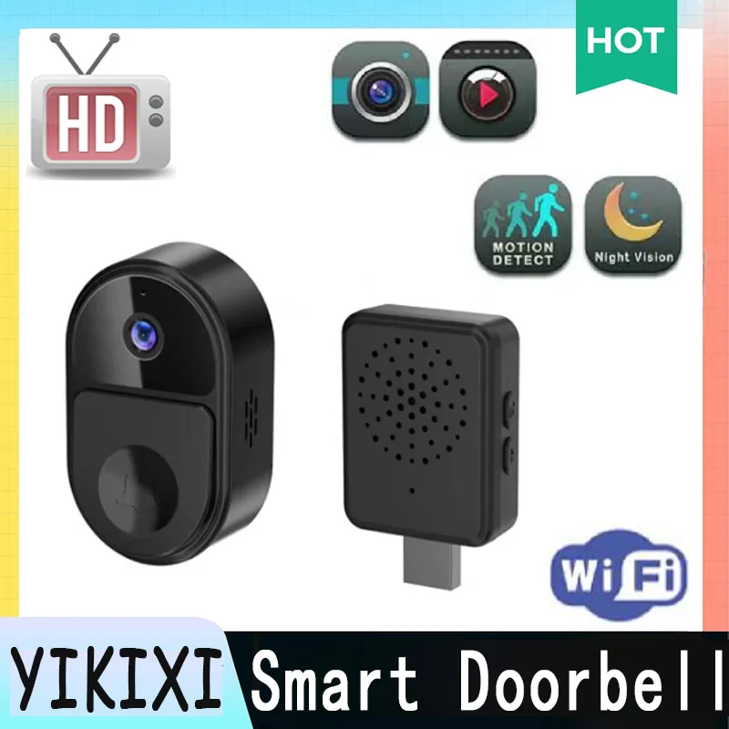 

HD Intelligent Rlectronic Cat Eye Anti-theft Doorbell Night Vision Motion Detection WiFi Voice Intercom Rechargeable Doorbell