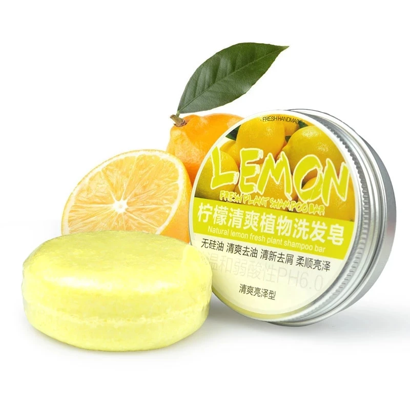 

1PC Lemon Handmade Hair Growth Shampoo Soap Cold Processed Soap Hair Shampoo Bar 100% Pure Plant Hair Shampoos Hair Care YC02