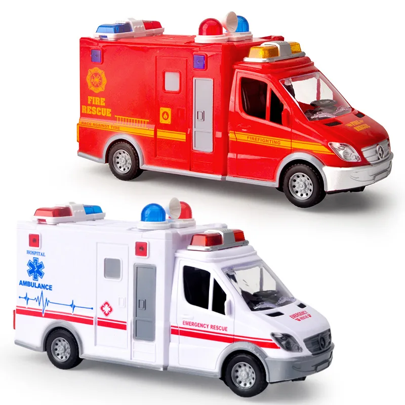 New plastic simulation ambulance model,simulation sound and light children's toys,car gift toys,hot selling wholesale