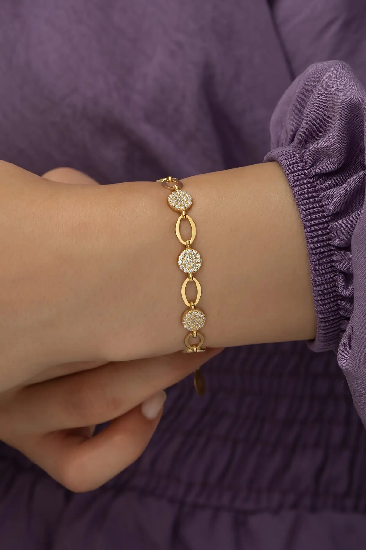 

Zircon Ring Women's Bracelet 925 Sterling Silver Gold Plated