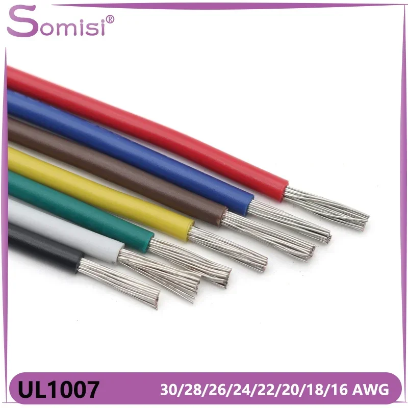 

2/10M UL1007 Multi-stranded Wires 30 28 26 24 22 20 18 16 AWG 300V PVC Insulated Tinned Copper Cable LED Lamp Lighting Wire Line