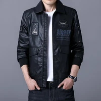 mens fashion scorpion embroidery pu leather jacket springautumn korean lapel air force pilot leather jacket motorcycle jacket