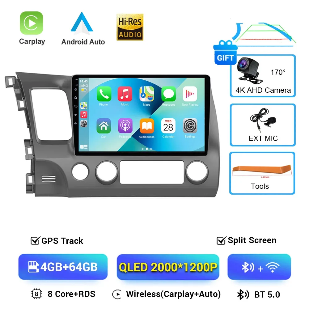 

2 Din Android 16 Автомобильный радиоприемник для Honda CIVIC 2006-2011 LHD GPS-навигация Видео Мультимедийный плеер DSP без DVD 10 дюймов