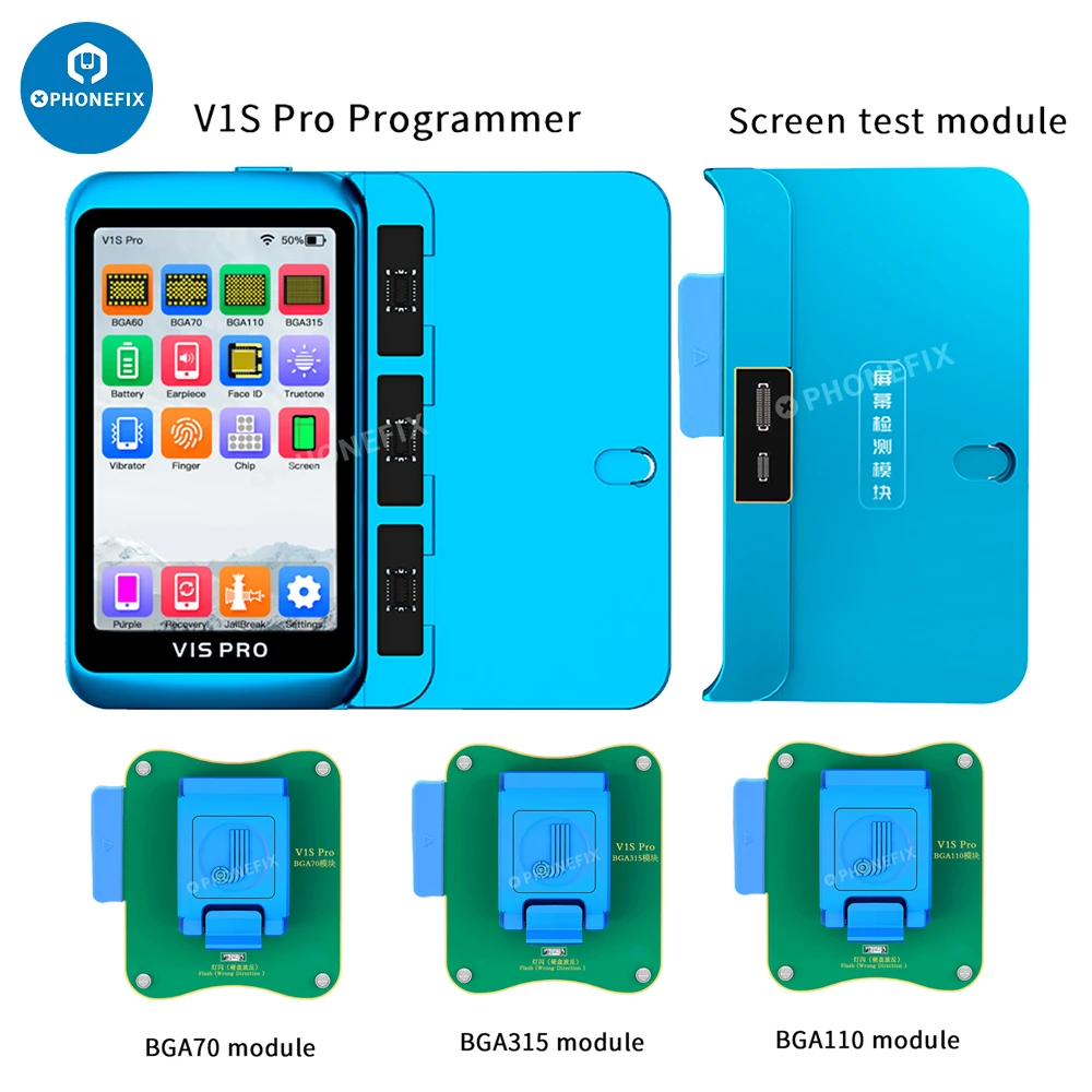 

Программный модуль JC V1S PRO BGA110/315 для iPhone 11/12/13/14 Pro Max NAND ремонтный HDD SN чтение и запись V1S Pro NAND программатор