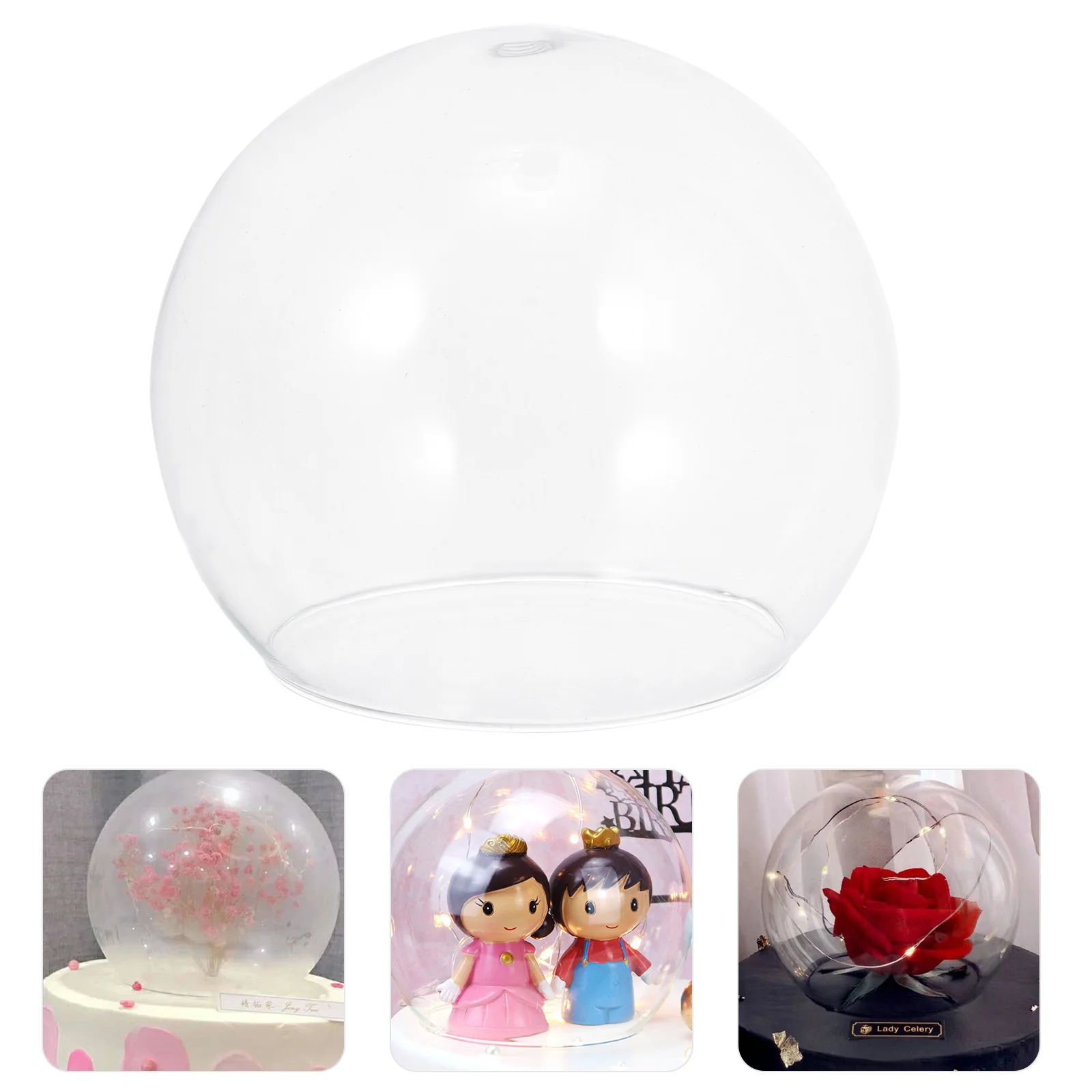 

1Pc Dessert Glass Cover Glass Bell Jar Container Eternal Flower Jar(Transparent)