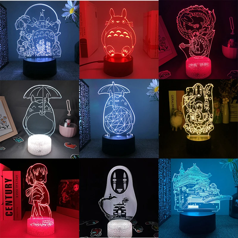 

Studio ghibli Totoro Fan Spirited Away 3d led lamp for bedroom manga night lights anime action figure room decor cute love gift