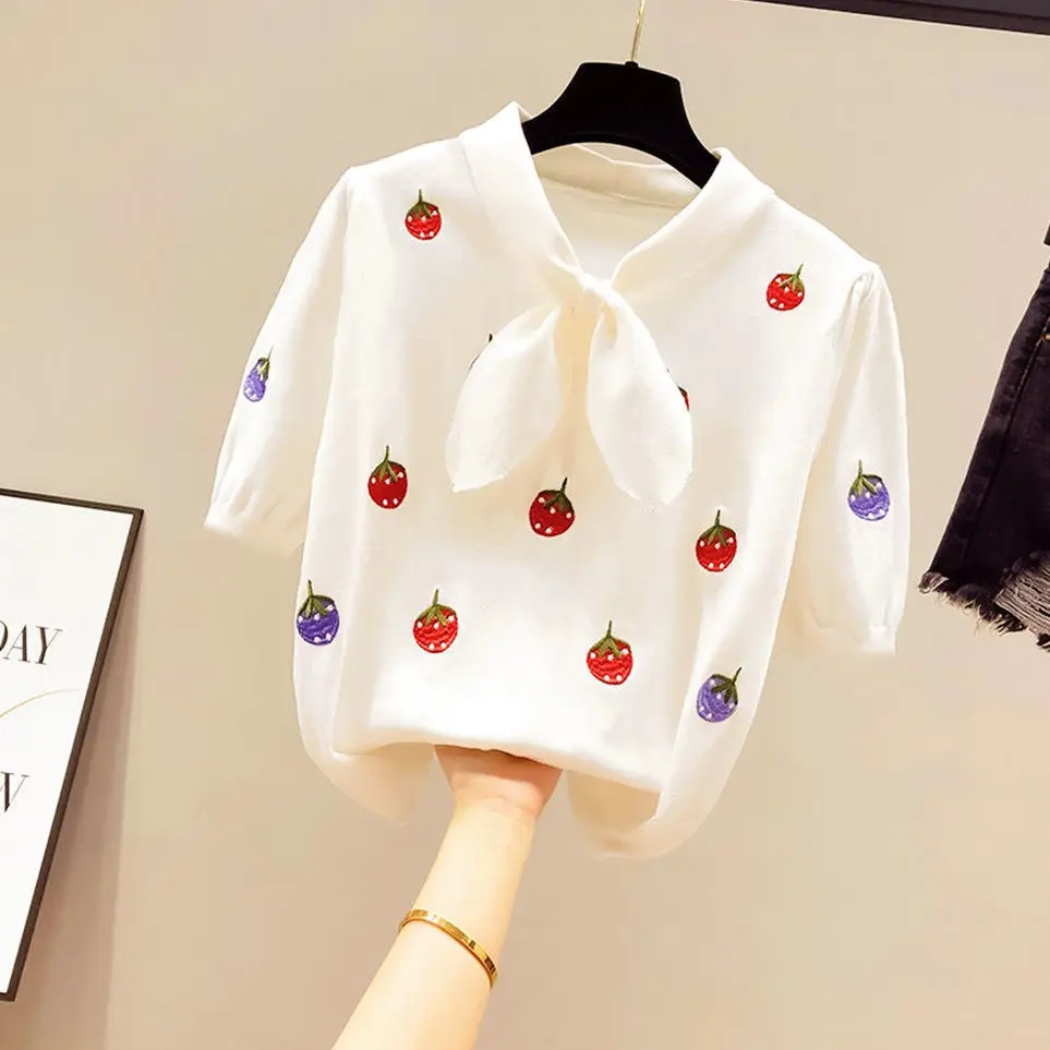 

2022 Summer Baby Girls Cotton Blouse Shirts Fashion Children Kids Toddlers Embroidery Tops Puff Sleeve Cute Clothes for Baby F66