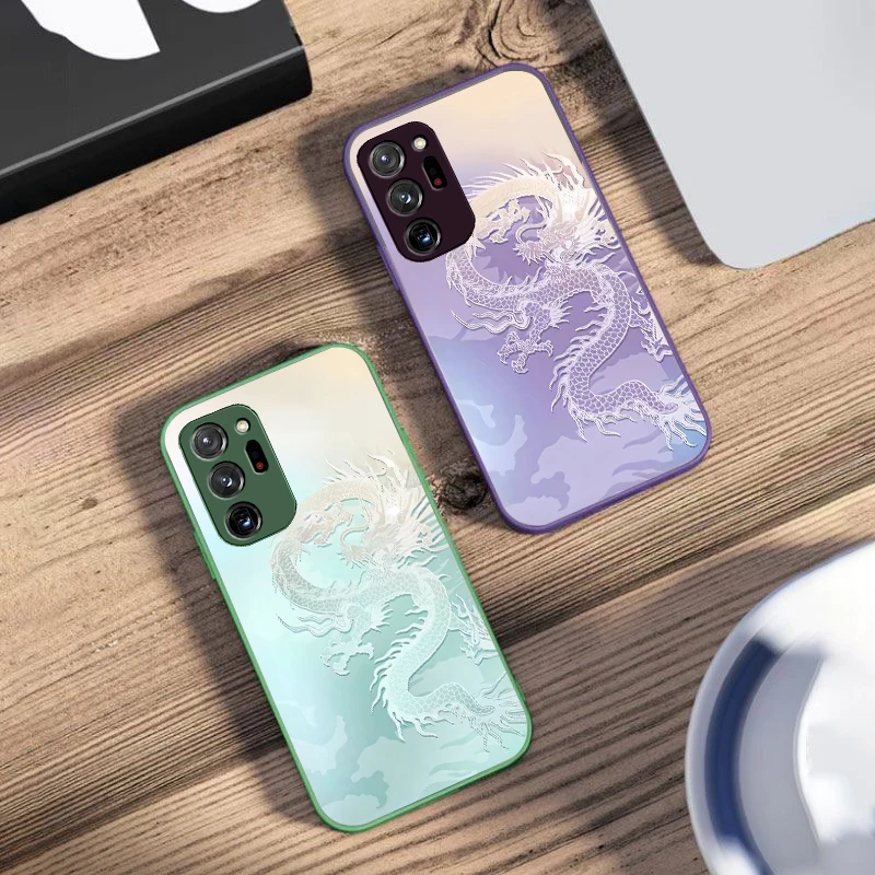 Gradient Dragon For Samsung Galaxy Note 8 9 10 PRO 20 Ultra A01 02 03 Core 04E 4G 12 13 5G Tempering Glass Phone Case