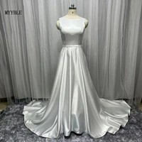 real photo simple ivory satin vintage wedding dresses 2022 ball gown o neck vestido de noiva dress custom made bridal gowns