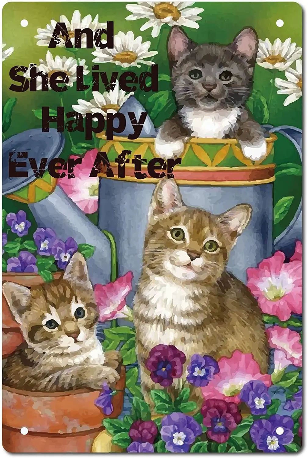 

Металлический жестяной знак с кошками, знаки с цветочным узором в стиле ретро, винтажный Забавный Настенный декор, художественная живопись, плакат для дома, сада, бара