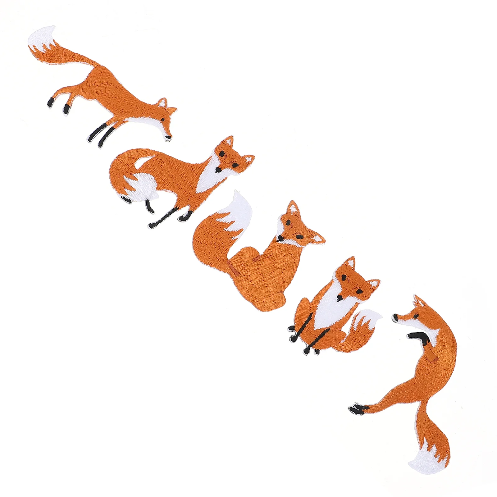 

5 Pcs Fox Patch DIY Embroidery Stickers Foxes Design Foxes-shaped Trendy Decals Garment Pattern Clothes