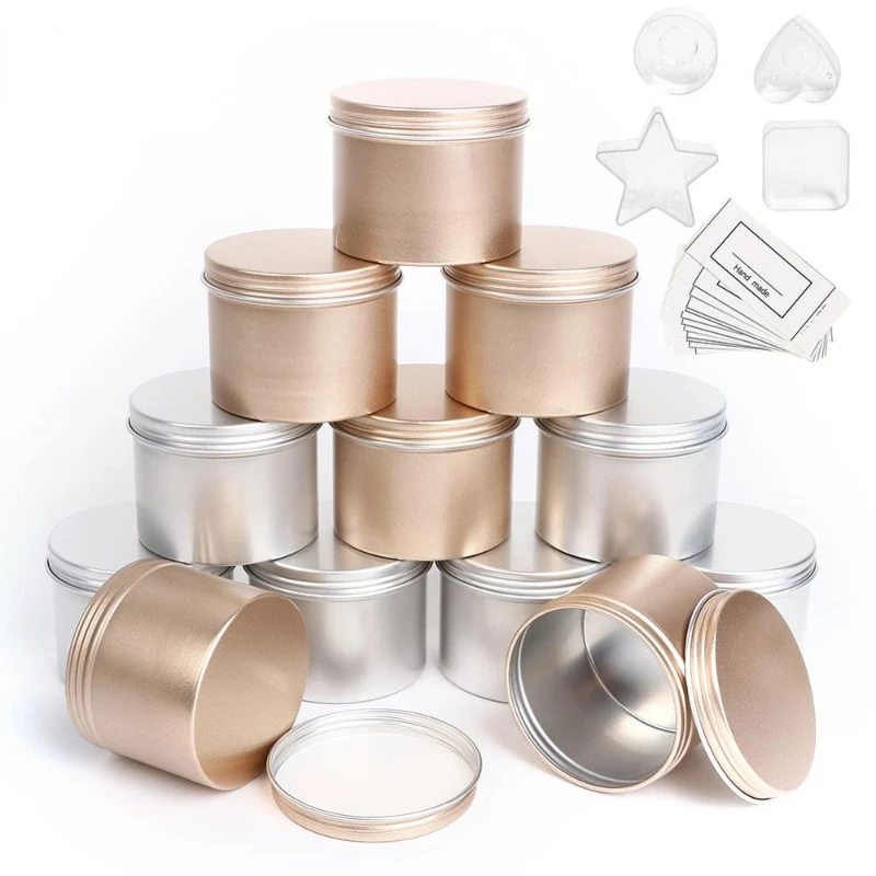 

5Pcs Luxury Candle Jars with Lid Bulk Round Candle Container Tins Empty Storage Box for DIY Salves Skin Care Beauty Samples
