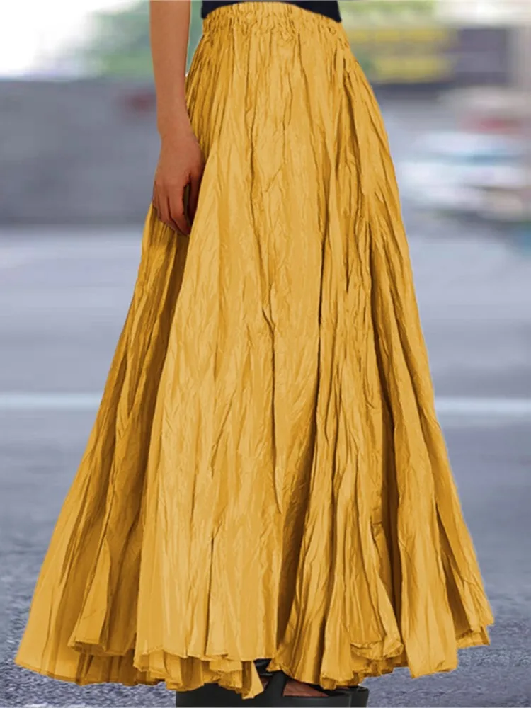 Женская Однотонная юбка свободная трапециевидная в простом стиле весна-лето 2024