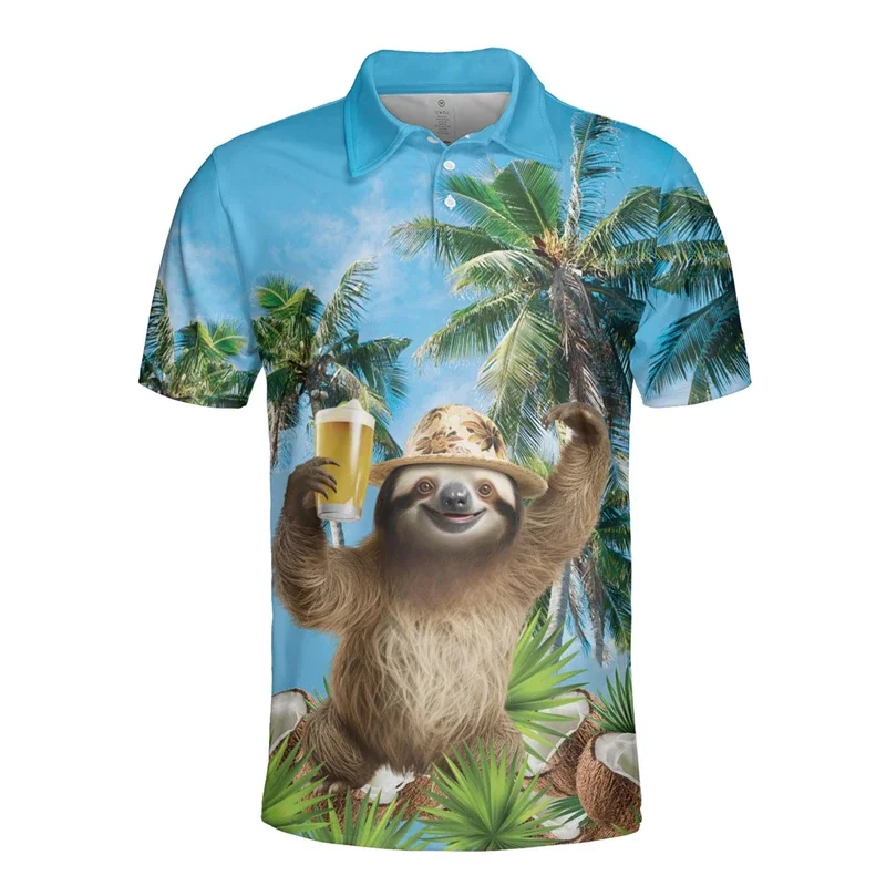 Рубашка для гольфа с 3D сублимированной пуговицей Tropical Leaf быстросохнущий