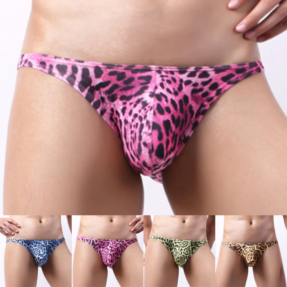 

Men's Leopard Pring Bikini Underwear Men Bugle Pouch Underpant Sexy Low Rise Briefs Sheer Panties Man Big Peni Pouch Briefs A50