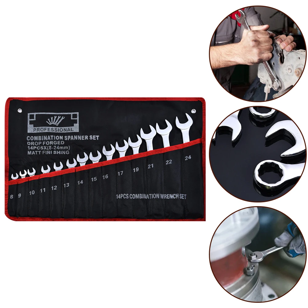 1 комплект 14 шт. набор комбинированных гаечных ключей с храповым механизмом 8-24 мм