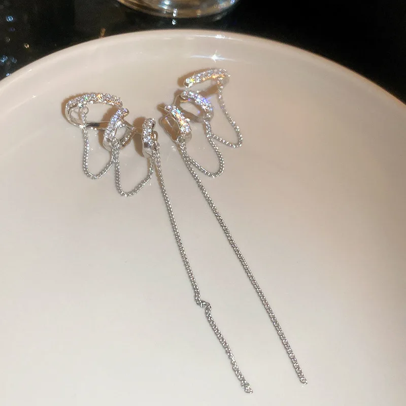 1 шт. непирсинг для женщин серебряный цвет Kpop новинка кисточки Длинные Поддельные