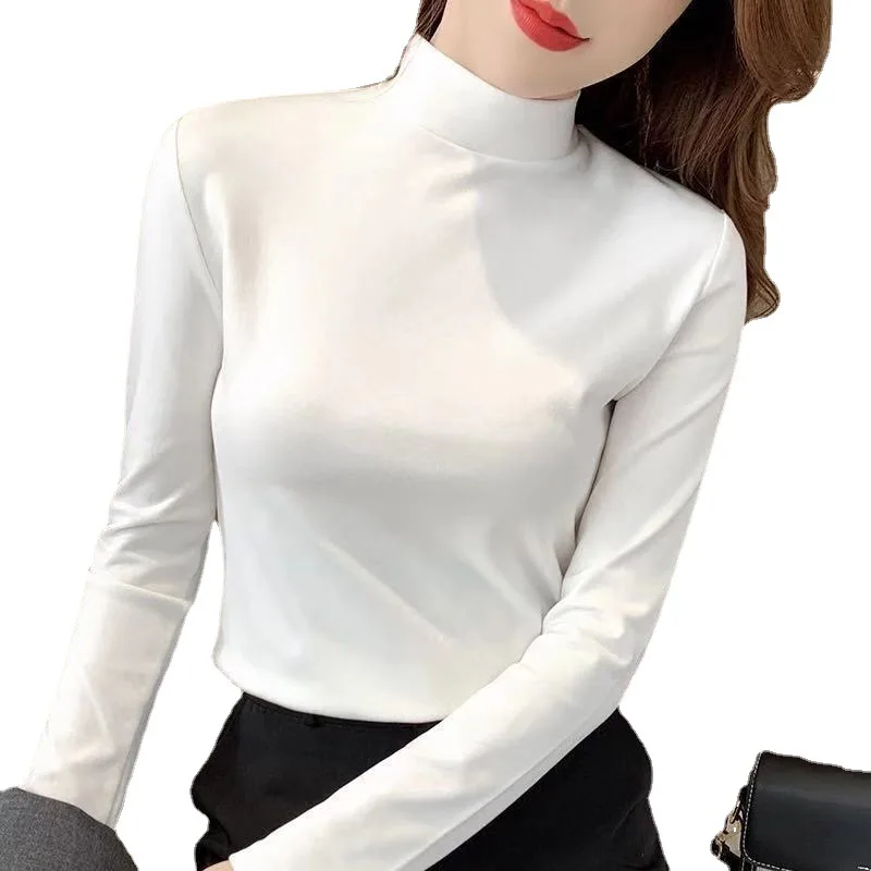 

Half Height Collar Shirt Double Sided German Velvet 2022 Bottoming Shirt Winter Thickened Warm Slim Sleeved T Shirt