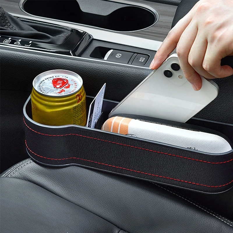 

Car Seat Gap Storage Box Cup PU Leather Pocket Catcher Car Organizer Phone Bottle Cups Holder Multifunctional Car Accessories