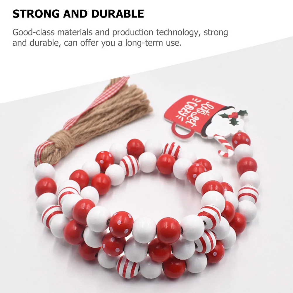 

Xmas Tassel Wooden Beads Ornament Home Beads String Wall Door Ornament