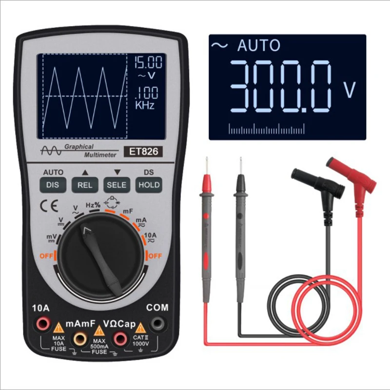 

ET826 Digital Multimeter Auto Range Backlight Direct Current/AC Voltage Current Meter Capacitance Resistance Testers