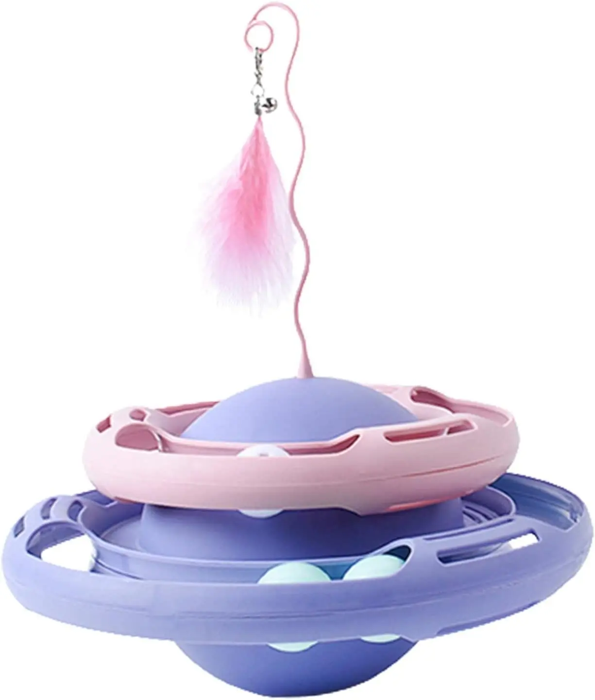 

ATUBAN 360 Degree Cat Tumbler Toy Cat Teaser Toys Turntable Teasing Feather Cat Feather Toy