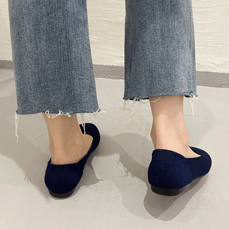 Luxury Woman Ballerina 2022 New Princess Shoes Women's Loafers Shallow Knit Flats Shoes Round Head Single Shoes Zapatillas Mujer