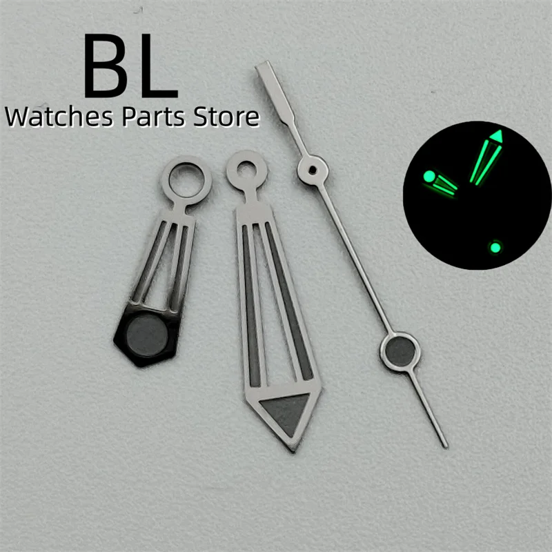 Часы-скелетоны BLIGER черные серебристые синие стрелки с зеленой подсветкой NH34 NH35