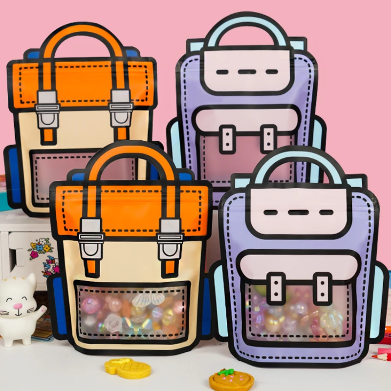 

Candy Biscuit Packaging Bag Small Backpack Transparent Three-dimensional Self Sealing Bag Graduation Birthday Gift Storage Bags