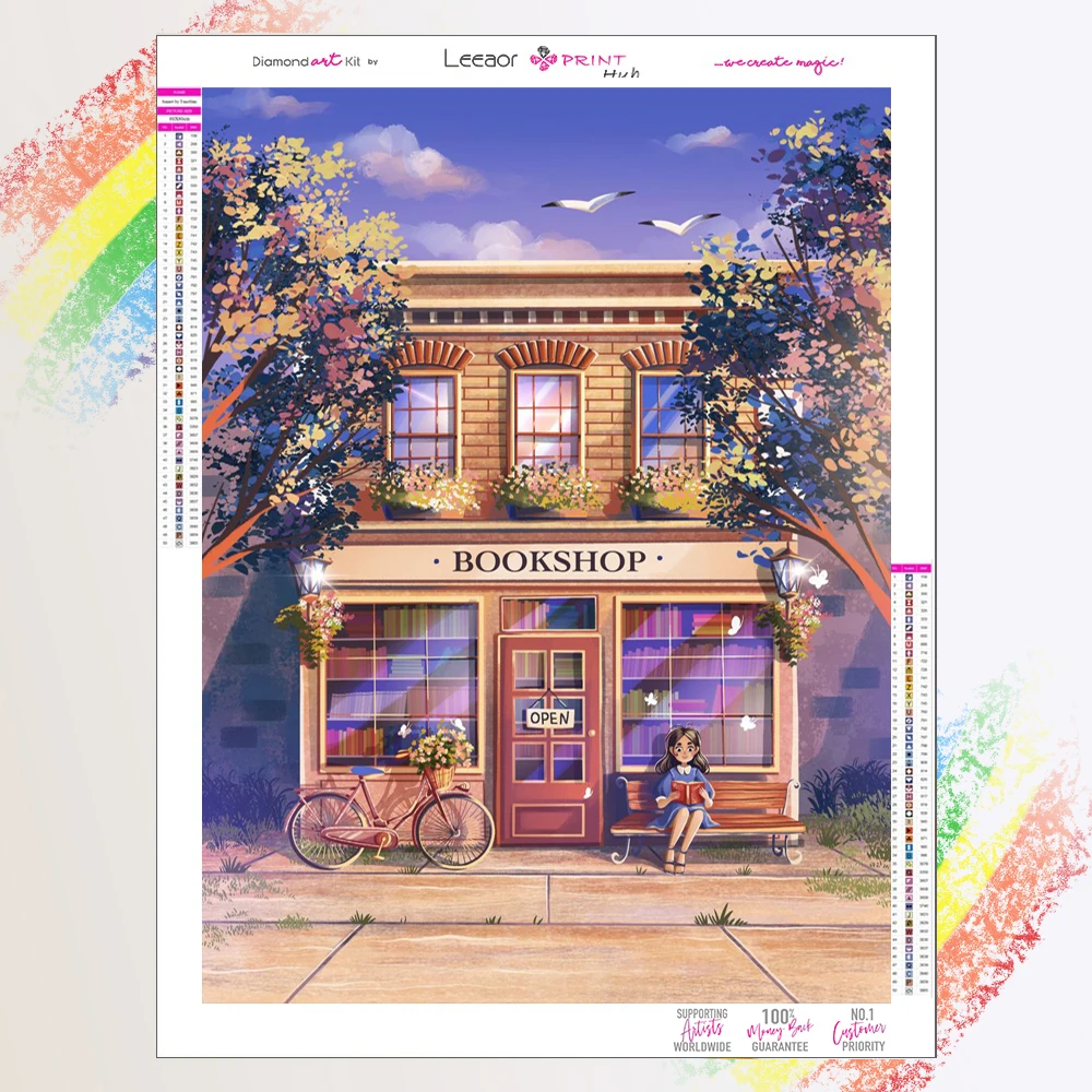 Алмазная живопись 5d сделай сам книжный магазин креативная иллюстрация полная
