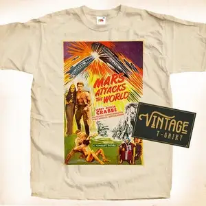 Футболка Mars Attack The World футболка натуральный винтажный хлопковый постер бежевый
