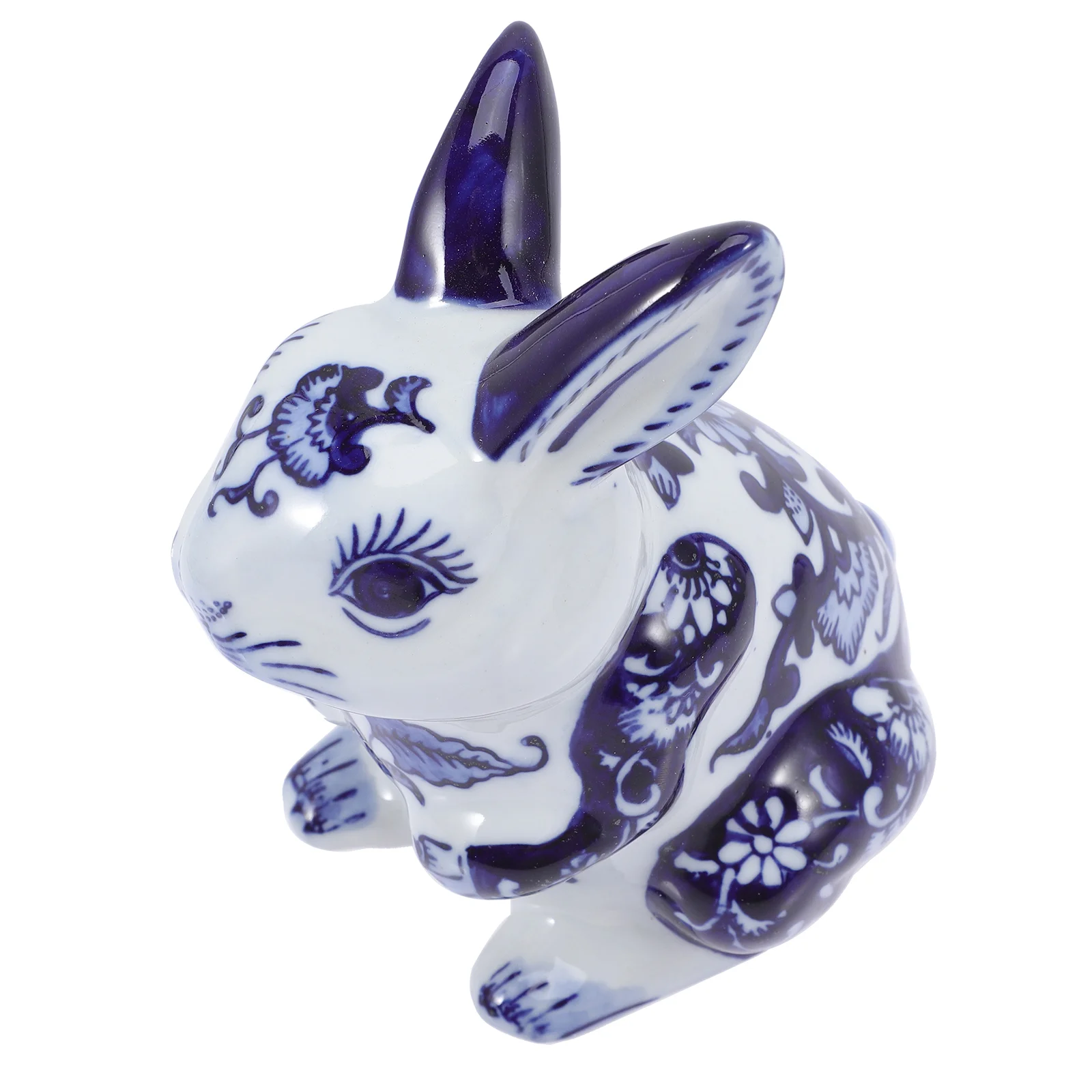 

Blue White Porcelain Rabbit Ornament Office Light House Decorations Home Bunny Ceramics Living Room Craft Decors
