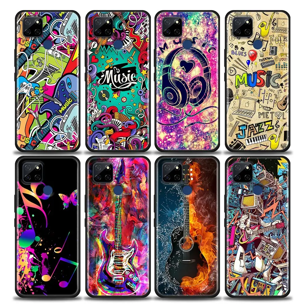 

Music Rock Guitar Microphone Violin Case For Realme GT Neo2 Shell Case For Realme GT Master 5G Neo3 2 GT2 Pro C35 C25 C21Y Cover