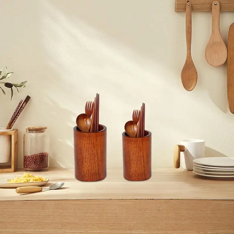 

Wood Kitchen Utensil Holder Multifunctional Storage Holder Chopsticks Spoon Fork Tableware Drain Storage Box Kitchen Tools