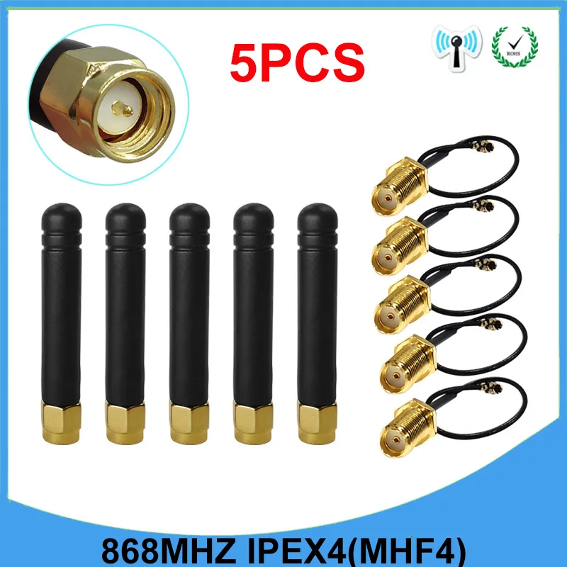 GWS 5pcs 868mhz antenna 2dbi sma male 915mhz lora antene module lorawan ipex 4 MHF4 SMA female pigtail Extension Cable
