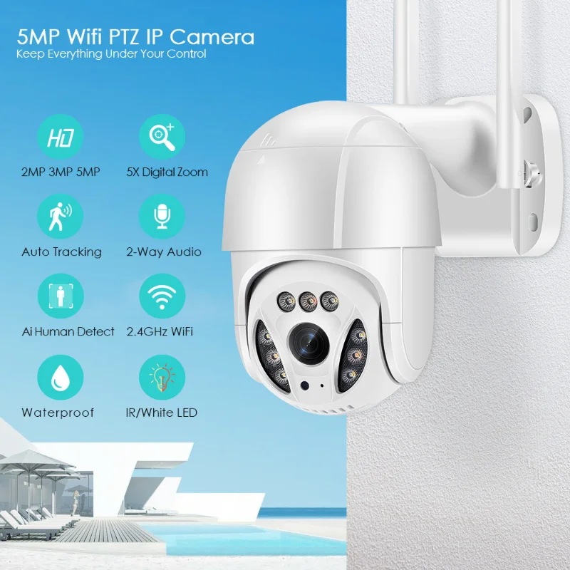 

8MP 5MP PTZ WIFI IP Camera Audio CCTV Surveillance Outdoor 4X Digital Zoom Night Full Color Wireless Waterproof Security