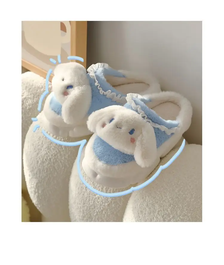 Sanrio Kuromi My Melody Kawaii домашние пушистые тапочки Мультяшные Cinnamoroll Yk2 женские зимние