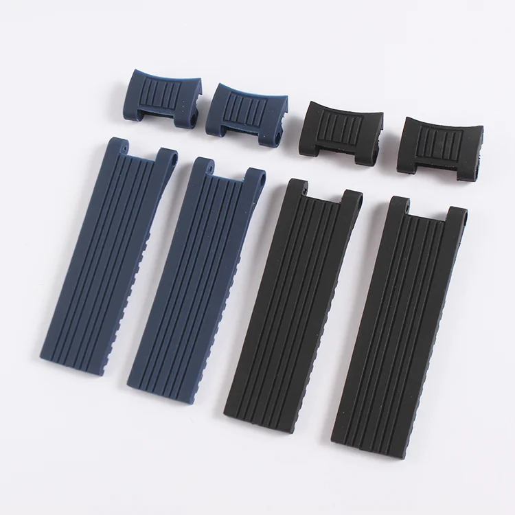 22 мм x 20 изогнутый конец черный синий полосатый силиконовый резиновый ремешок для