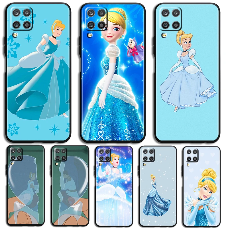 Cute cinderella Phone Case For Samsung Galaxy A73 A72 A71 A70 A53 A52 A51 A50 A42 A41 A40 A33 A32 A31 A30 A30S Black luxury Back