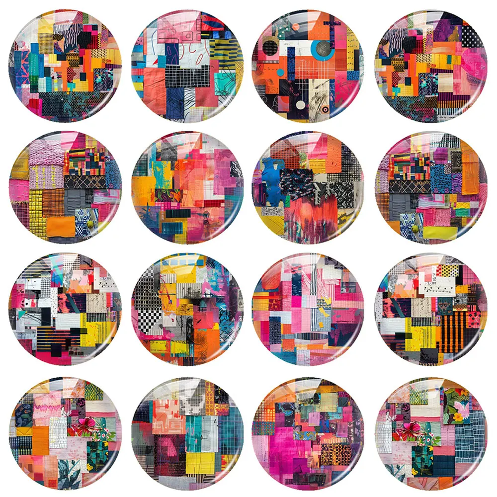 Стеклянный кабошон ручной работы с геометрическим узором плоская задняя часть